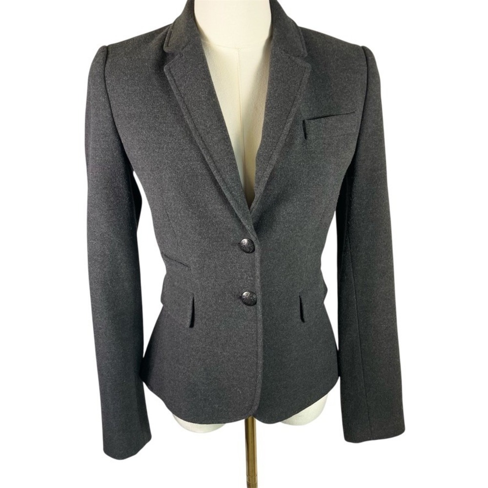 Cremieux Gray Wool Blend Blazer Jacket Women's 0 Business Career Tailored Fitted